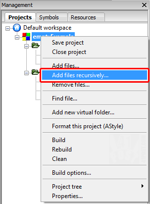 'Add Files Recursively' to Project Image