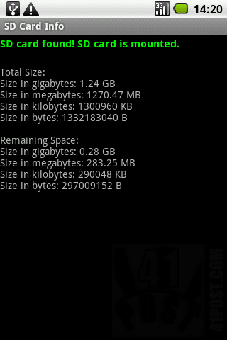 SD Card Info App Screenshot