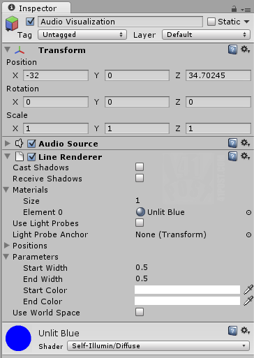 Audio Visualization Game Object at the Inspector