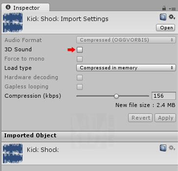 Sound file import settings