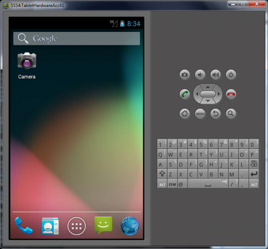 Android Virtual Device running Android 4.1 at the remote machine