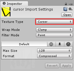 Set the Type of Texture to Cursor