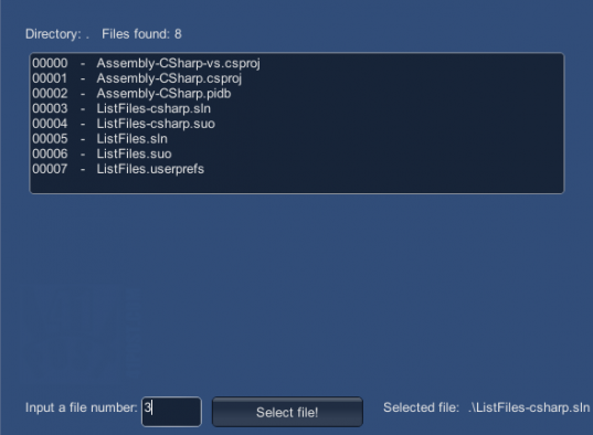 Unity - List files in a directory - example project screenshot
