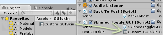 Assigining the GUISkin file to the script