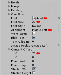 GUIStyle settings for aligning the text label with the toggle box